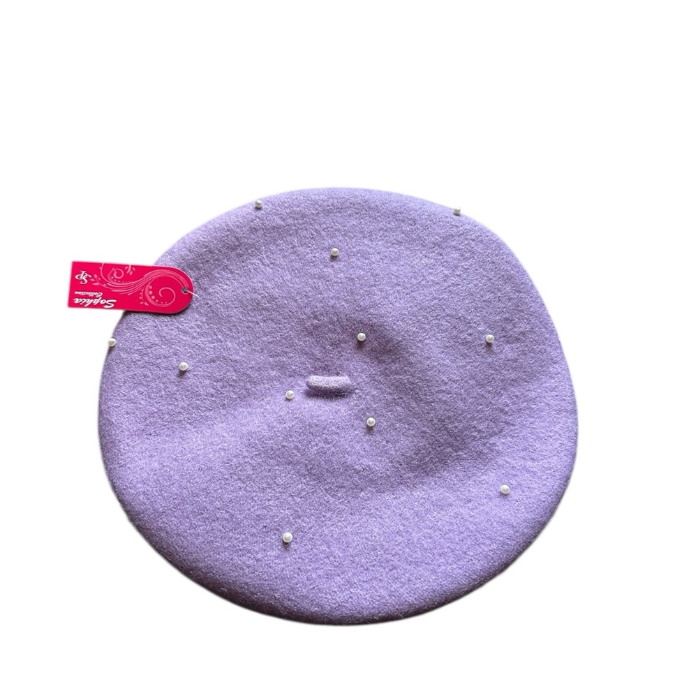 Purple Women’s Beret with Pearlsabd rhinestones